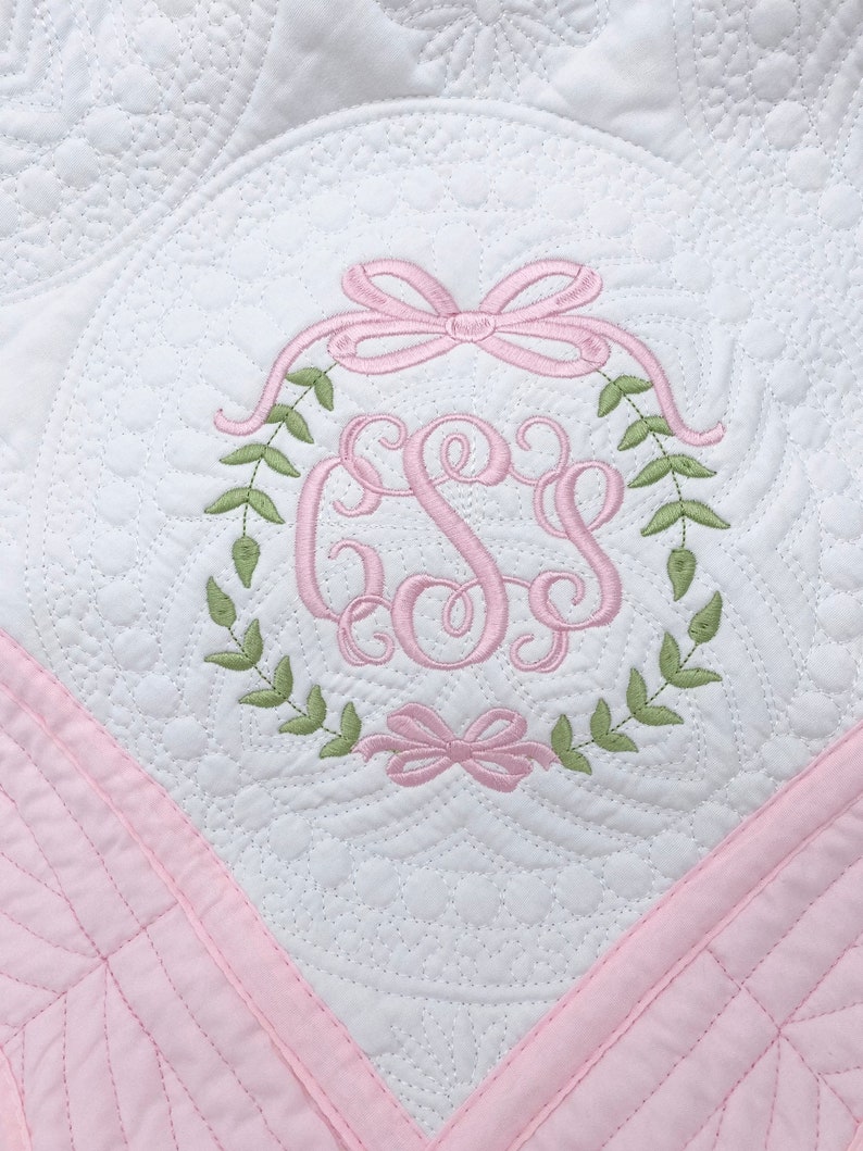 Personalized baby blanket, Embroidered baby quilt blanket, Monogrammed baby blanket, Baby shower gift, Baby girl quilt blanket image 2