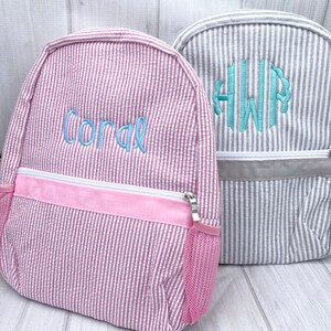 Monogrammed Toddler Backpacks, Personalized Kids Backpacks, Seersucker Backpack, Preschool Book Bag, Personalized School Bag