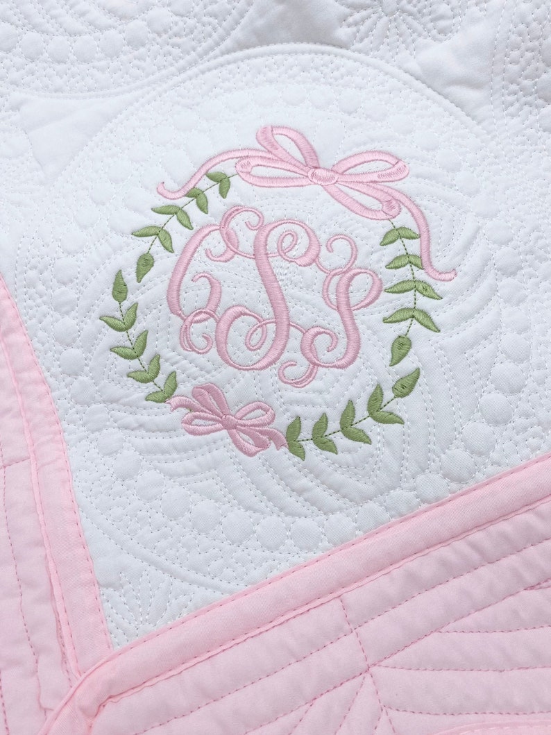Personalized baby blanket, Embroidered baby quilt blanket, Monogrammed baby blanket, Baby shower gift, Baby girl quilt blanket image 1
