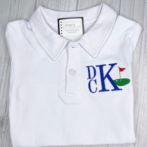 Monogrammed Boys Golf Shirt, Personalized Golf Polo Shirt, Boys Golf Outfit image 1