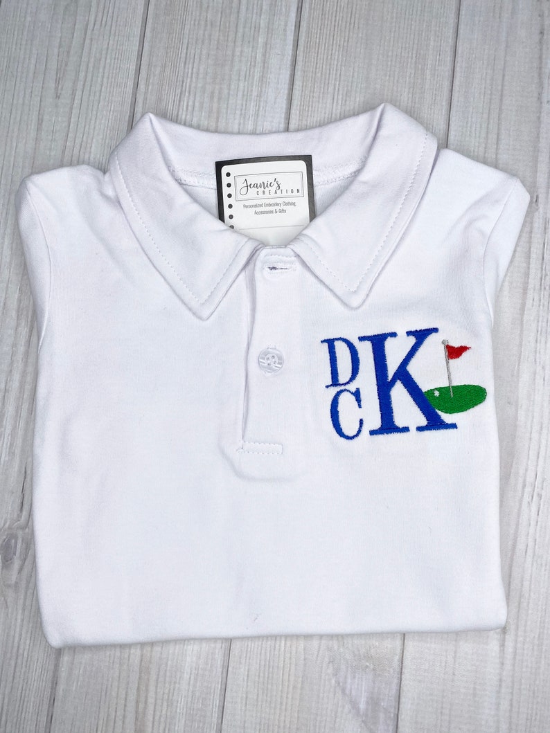 Monogrammed Boys Golf Shirt, Personalized Golf Polo Shirt, Boys Golf Outfit image 1