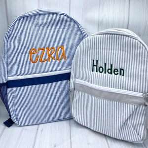 Personalized Kids Backpacks, Monogrammed Toddler Backpacks, Seersucker Backpack, Preschool Book Bag, Personalized School Bag