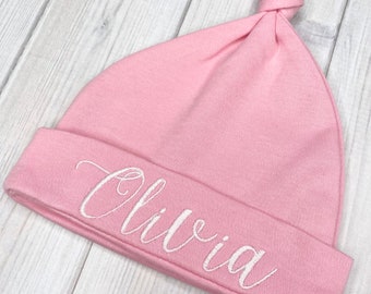 Personalized Embroidered Baby Girl Hat, Monogrammed Newborn Baby Hat, Personalized Baby Shower Gift