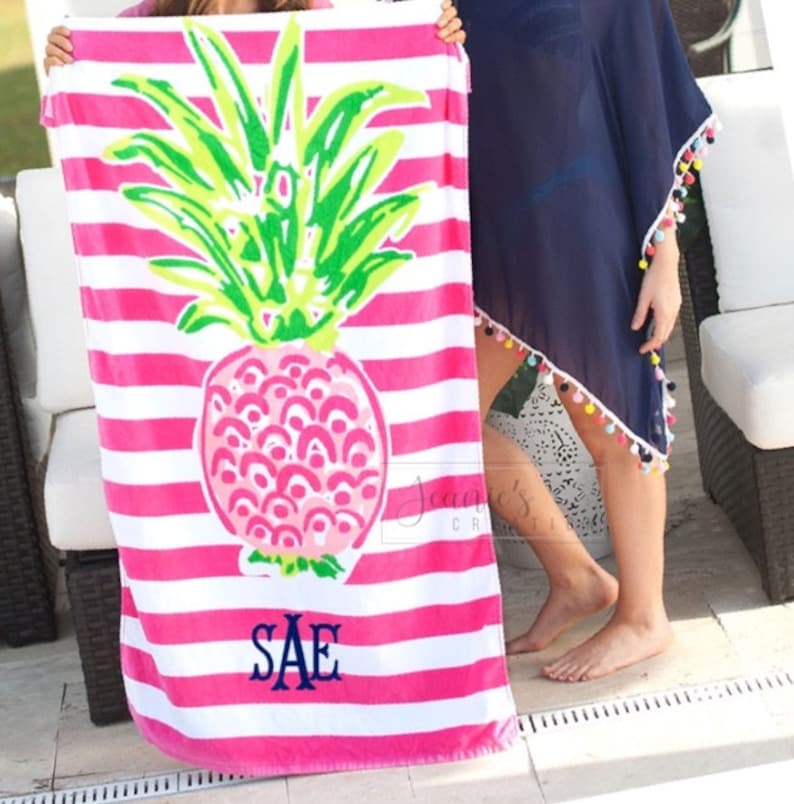 Personalized Pineapple Beach Towel Monogrammed Pineapple Etsy