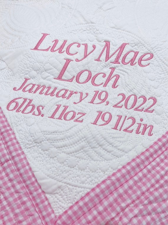 Personalized Baby Quilt Blanket Embroidered Baby Quilt Blanket Monogrammed Birth Stat Baby Blanket Baby Shower Gift Baby Quilt Blanket Etsy Canada