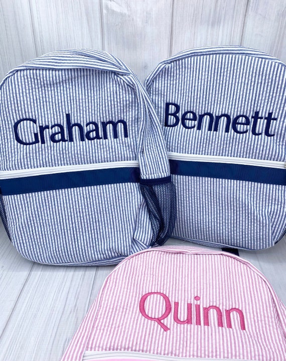 Personalized Toddler Backpacks, Seersucker Backpack, Preschool Book Bag, Personalized School Bag, Monogrammed Backpack, Back to school
