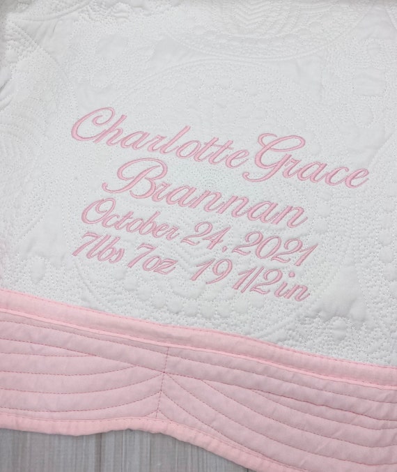 Personalized Baby Blanket Custom Keepsake Quilt Newborn Baby Gift, Heirloom Baby Quilt
