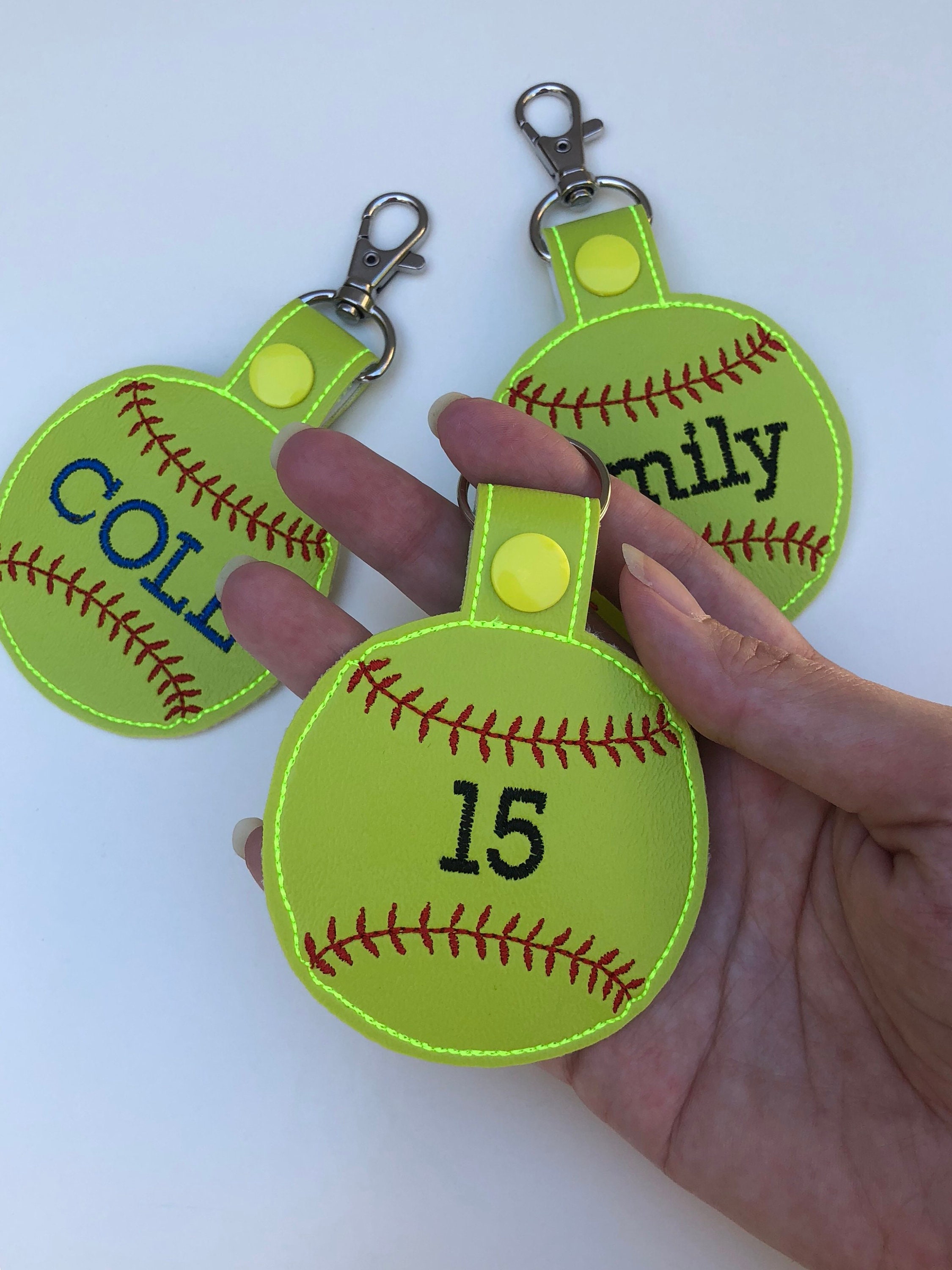 Personalized softball Keychain Personalize softball Keyfob Etsy