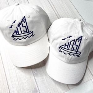 Monogrammed Sailboat Hat, Monogram Kids Baseball Hat, Personalized Youth Baseball Hat, Toddler Hats