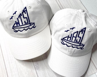 Monogrammed Sailboat Hat, Monogram Kids Baseball Hat, Personalized Youth Baseball Hat, Toddler Hats