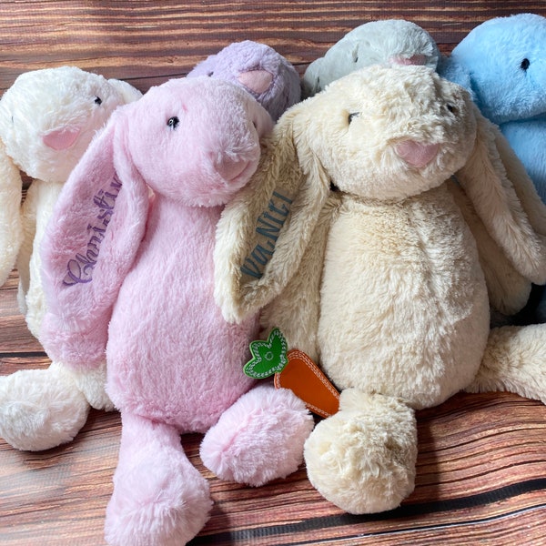 Personalized Easter Bunny, Monogrammed Easter Bunny Plush, Stuffed Easter Bunnies, First Easter Bunny Stuffie, Easter Basket Gift