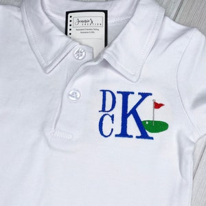 Monogrammed Boys Golf Shirt, Personalized Golf Polo Shirt, Boys Golf Outfit image 2