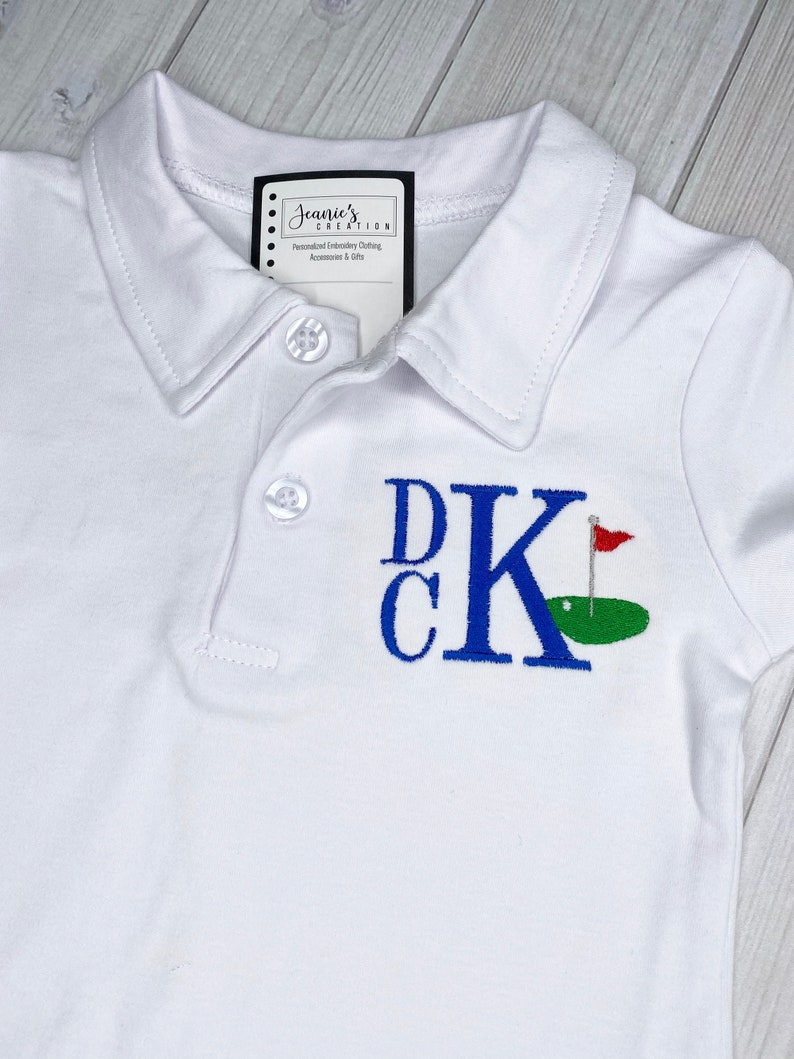 Monogrammed Boys Golf Shirt, Personalized Golf Polo Shirt, Boys Golf Outfit image 2