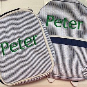 Monogrammed Baby Backpacks, Personalized Toddler Backpacks, Seersucker Backpack, Preschool Book Bag, Personalized School Bag