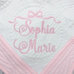 Personalized baby girl blanket, Embroidered baby quilt blanket, Monogrammed birth stat baby blanket, Baby shower gift, Baby quilt blanket