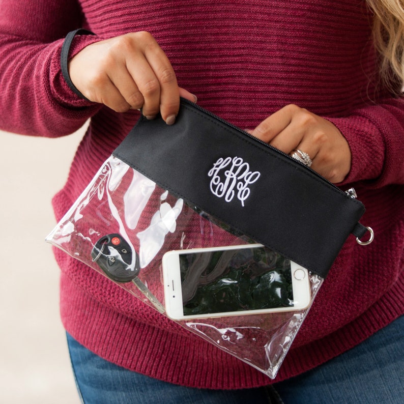 Monogrammed Clear Stadium Bag Custom Clear Zipper Pouch Etsy