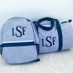 Personalized Baby Duffle Bag , Monogram Seersucker Duffel, Personalized seersucker duffel bag, Baby travel bag, Monogrammed Baby Gifts