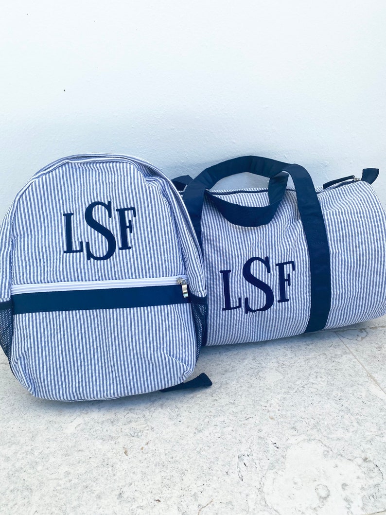 Personalized Baby Duffle Bag Monogram Seersucker Duffel Etsy