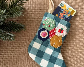 Mini quilted Christmas stocking