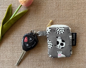 Bolsita pequeña con estampado de gato / Bolsita para anillos / Bolsita para accesorios