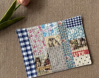 Cat kitten Quilted Mug rug / Mini Quilt collage