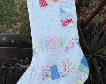 Vintage quilt Christmas stocking
