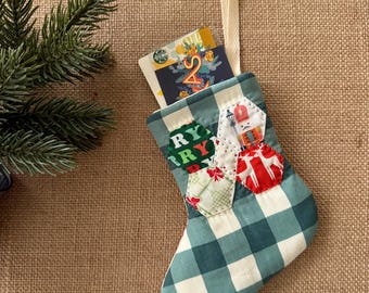 Mini quilted Christmas stocking