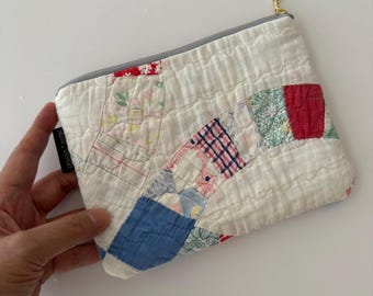 Vintage quilt make up pouch