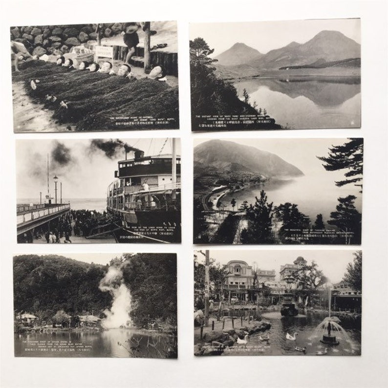postcard pack Antique Japanese photo collection black and white photo book vintage Japan travelling holiday souvenir Beppu Spa