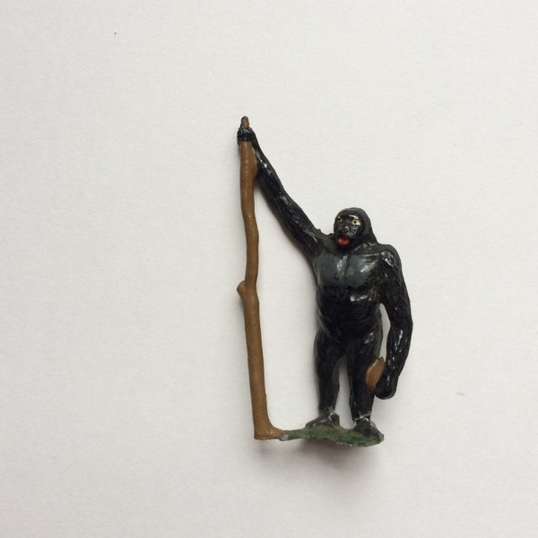 Miniature lead King Kong ape gorilla figurine - antique, Britain's, old, animal, salvage metal, shadow box, altered arts, toy, hollow cast