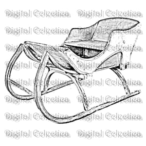 Antique Christmas Sleigh. Christmas PNG. Sleigh PNG. One Horse Open Sleigh. Old Fashioned Christmas. Antique Sleigh. Vintage Sled No. 0132