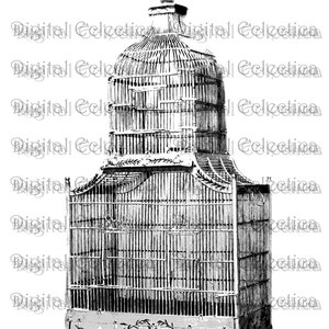 Antique Birdcage Engraving. Birdcage PNG. Birdcage Prints. Birdcage Images. Birdcage Pictures. Birdcage Clipart. Vintage Birdcage. No. 0067. image 1