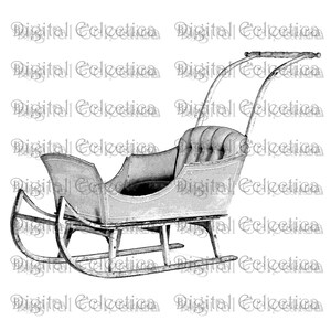 Traîneau de Noël. Noël PNG. Traîneau PNG. Traîneau ouvert à un cheval. Clipart de Noël. Clipart de vacances. Clipart saisonnier. N° 0130.