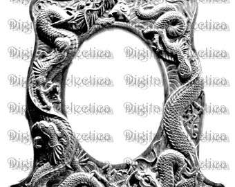 Vintage Dragon Frame Transparent Image. Dragon PNG. Picture Frame PNG. Frame clipart. Transparent Border. Scrapbook Border. No 0149.
