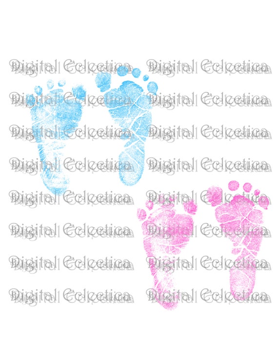 Rosa Und Blaue Baby Fussabdrucke Transparentes Bild Png Baby Etsy