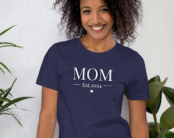 Mom est. (custom year) t shirt, new mom tee, baby announcement, pregnant, first time mom, customizable, Unisex t-shirt