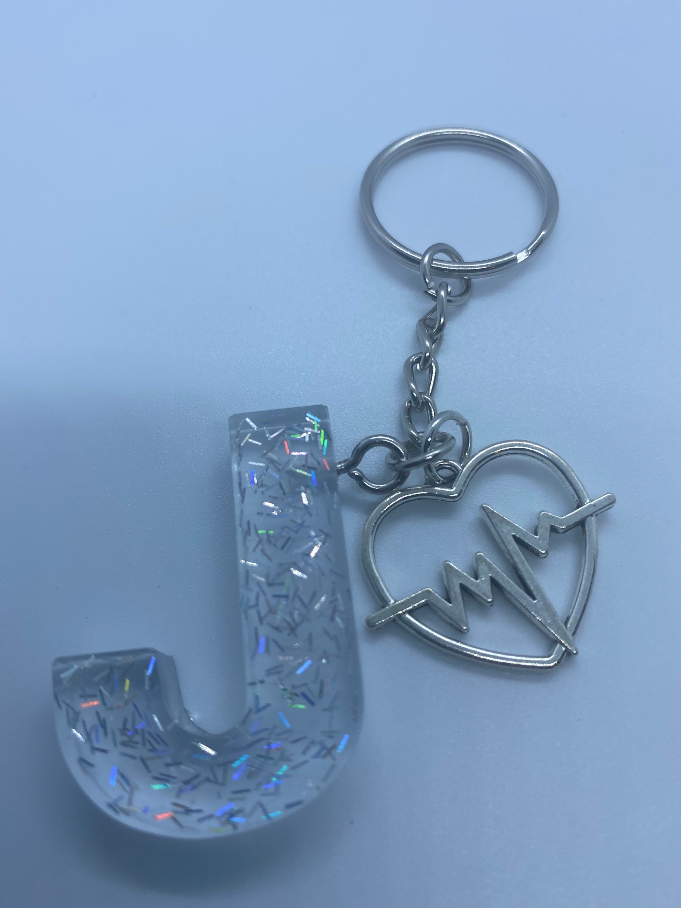Adorable letter J with heart beat charm Etsy