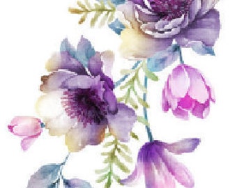 Shabby Pastel Watercolor Flower Floral Bouquet Transfers Waterslide Decals FL439