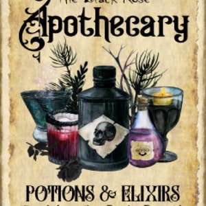 Vintage Grunge Gothic Halloween Apothecary Potions, Spells, Sign, DIY Digital Download — Printable Ephemera
