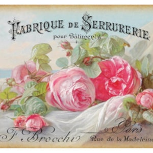 Vintage Image Grunge French Pink Roses Art Furniture Transfers Decoupage Waterslide Decals FL538