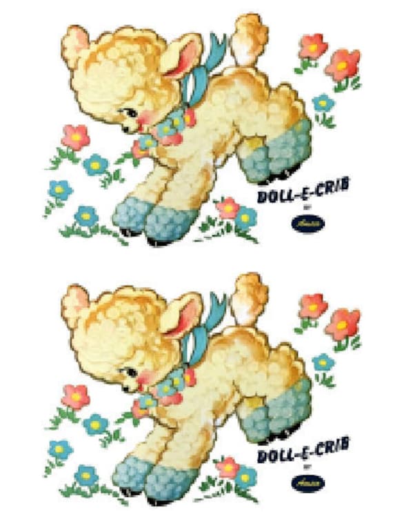 ヴィンテージ ベビースケール アニマルデカール Vintage Image Lamb Amsco Doll-e-crib Furniture Transfers