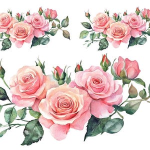Décalcomanies de décalcomanies FL573 pour meubles vintage victoriennes roses, roses et roses