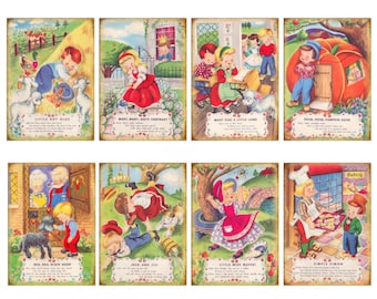 Vintage Image Shabby Retro Grunge Nursery Rhymes Transfers Waterslide Decals~ NUR016