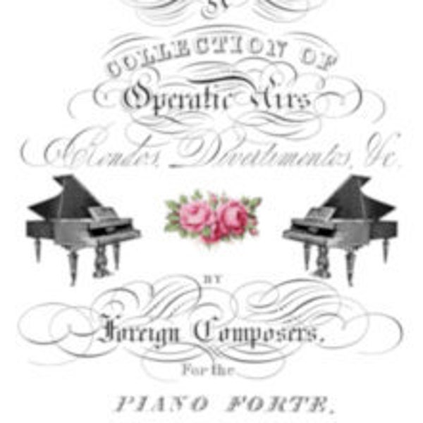 Vintage Image Shabby Rose Piano Music Sheet Cover Transfers Waterslide Decal MIS674