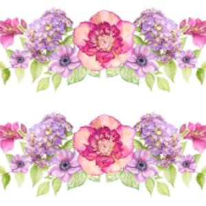 Shabby Pastel Watercolor Hydranea Flowers Swag Transfers Waterslide Decals FL551