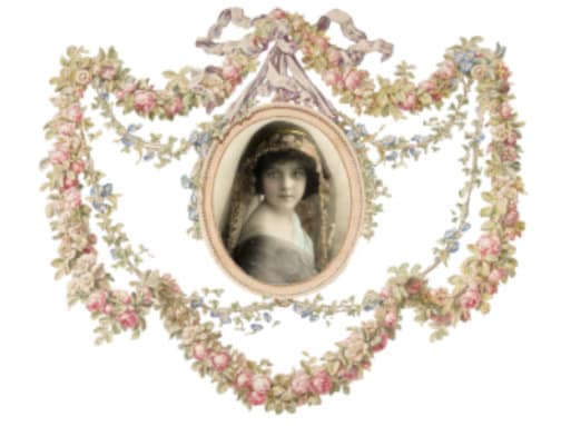 絵画 ANTIKIDS Vintage Image Shabby Framed Victorian Roses Little Girl