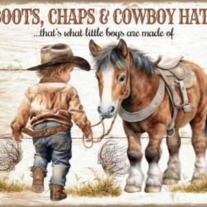 Vintage Grunge Wood Background Little Cowboy, Pony, Tumbleweeds, Country Boy, Farm, Farmhouse Decor, Art Sign and Print Digital Download