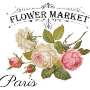 Vintage Image French Advertising Labels Roses Furniture Transfers Flower Market Decals FL522B
