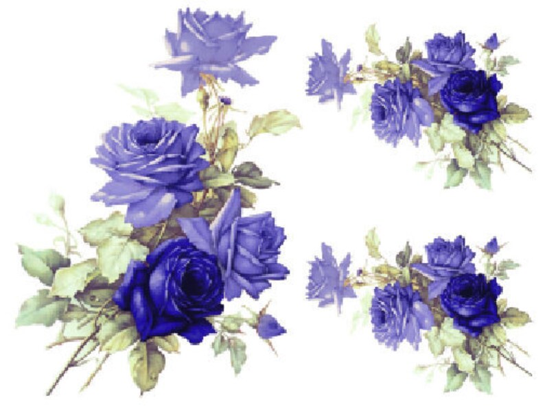 Vintage Image Shabby Colored Roses Large Decoupage Labels Waterslide Decal FL526