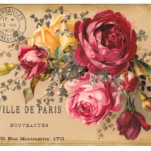 Vintage Image French Label Roses Furniture Transfers Decoupage Waterslide Decals FL544